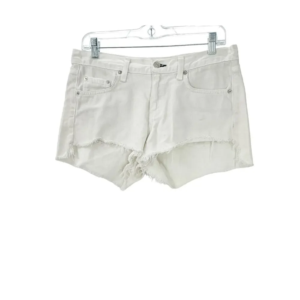 Rag & Bone Vintage Cut Off Jean Shorts Rigid Denim White Size 25 NWT